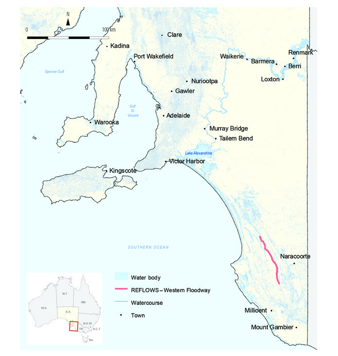 Locality map of upper South East REFLOWS project.