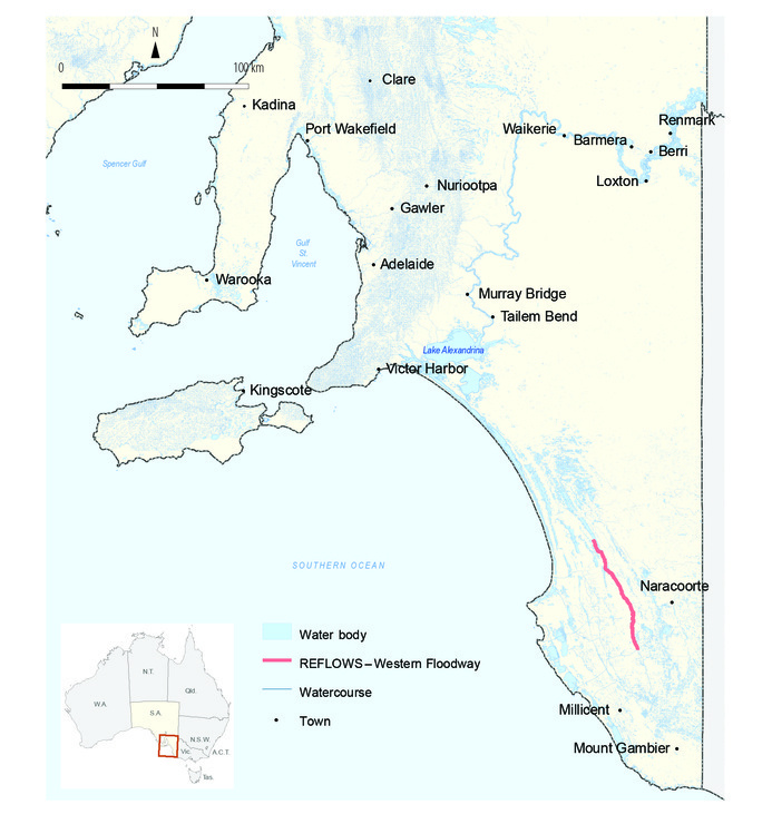 Locality map of upper South East REFLOWS project.